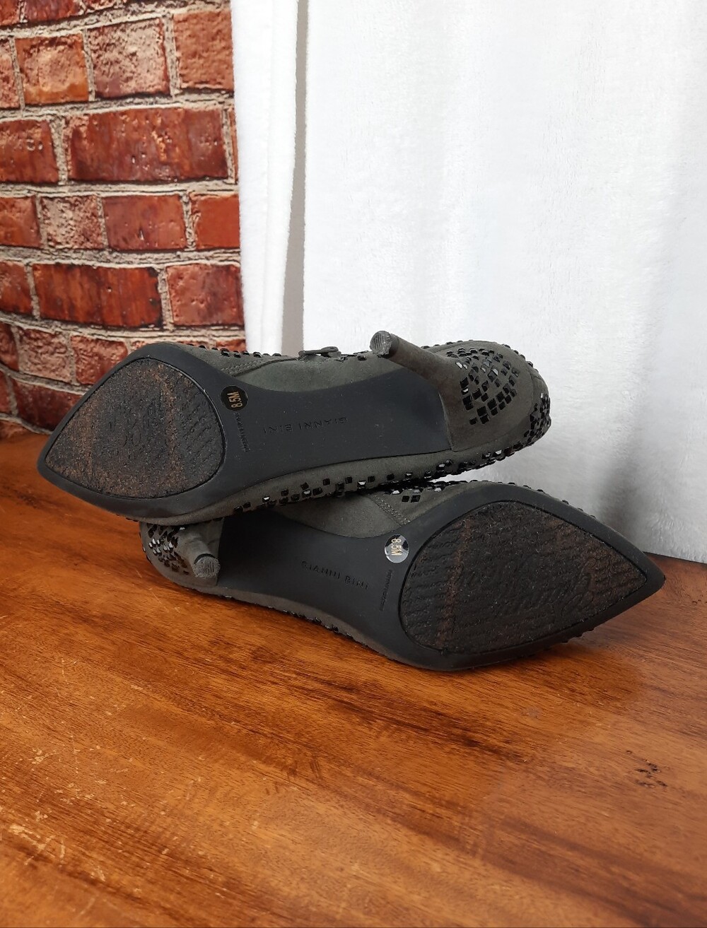 Giani Bini Embellished Grey and Black Ankle Booties - High Heel - Picture 12 of 16